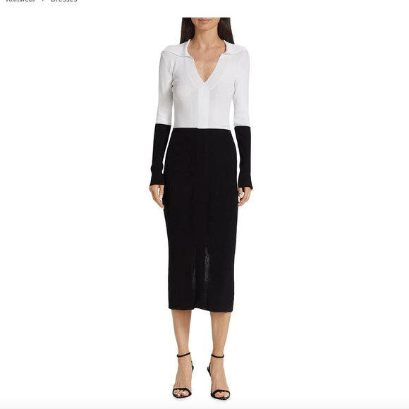 REMAIN Birger Christensen Joy Two-Tone Knit Midi Dress Size 8 NWOT - Picture 11 of 12